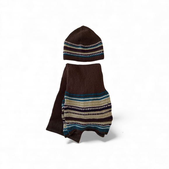 Scarf & Hat Knit -Brown With ,metallic Detail combo from Fownes - Picture 7 of 9